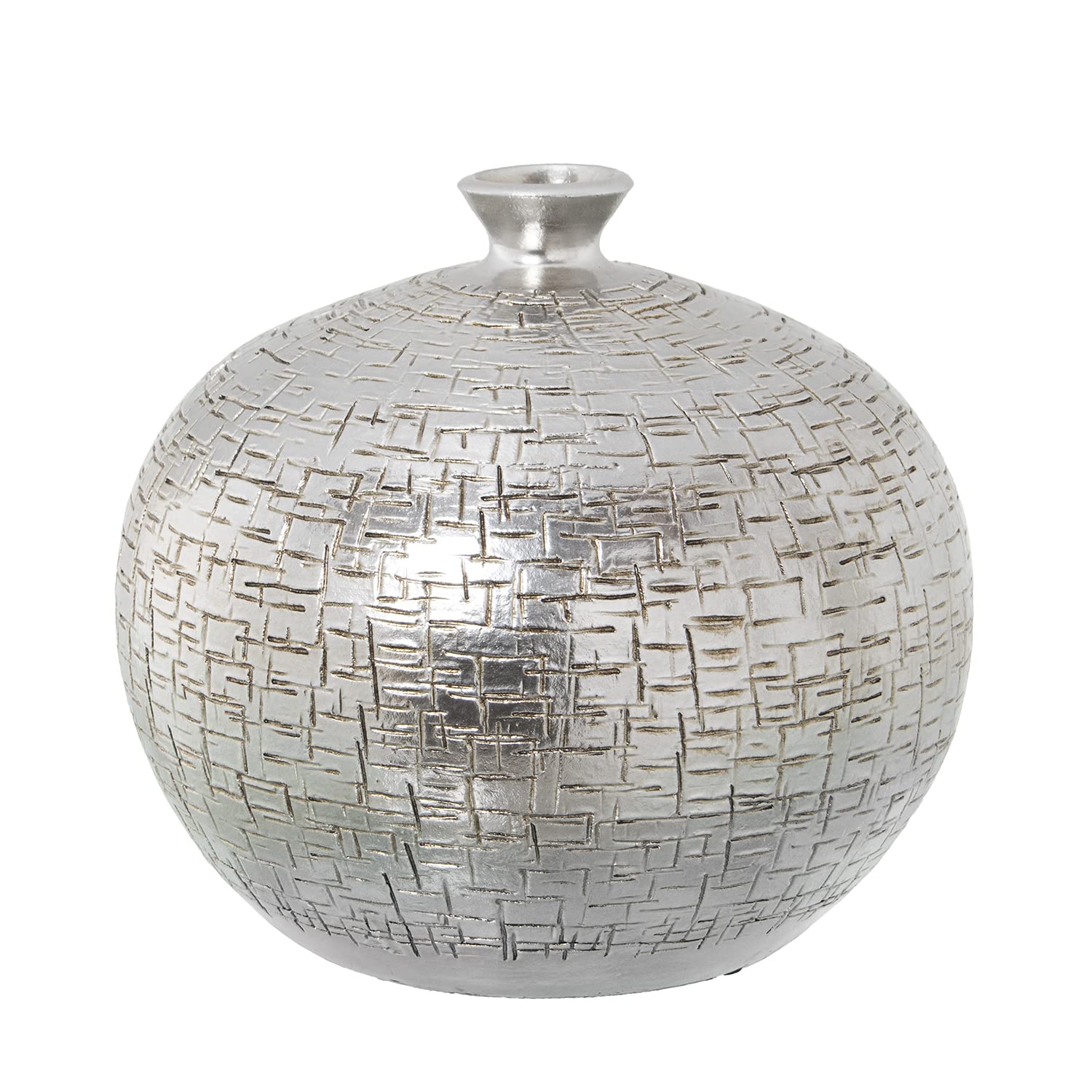 Vase en céramique argenté ø20cm | Éclat chromé luxueux pour salon