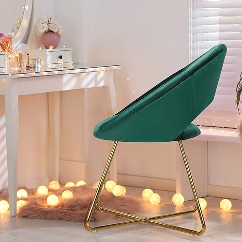 Miniatura 4 de Giantex Silla decorativa moderna de terciopelo, cómoda y bonita, silla de escritorio tapizada, carga máxima de 300 libras, sillón individual