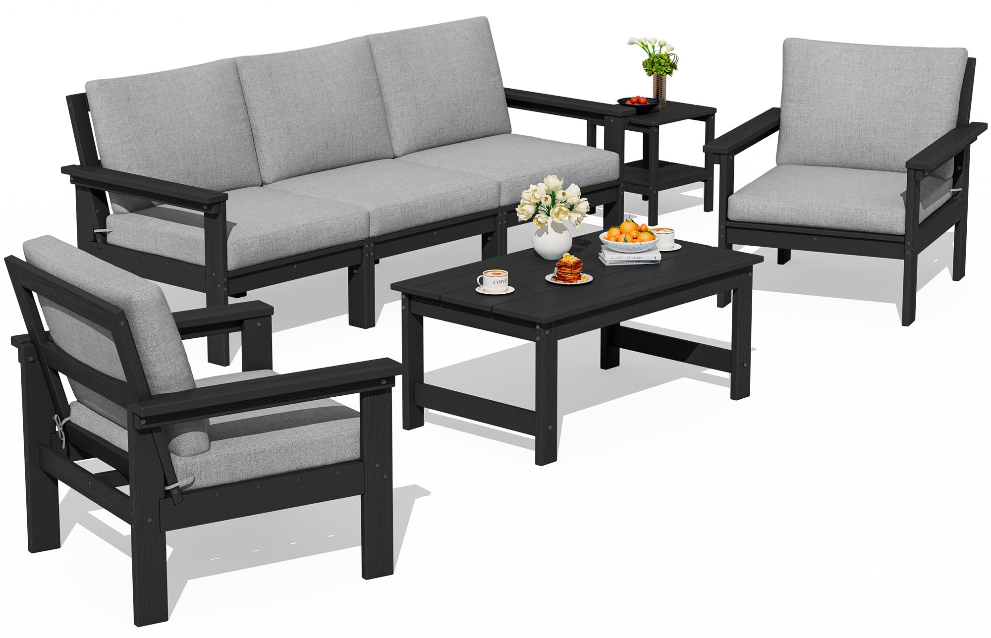 SERWALL HDPE Outdoor Patio Furniture Set Outdoor Couch