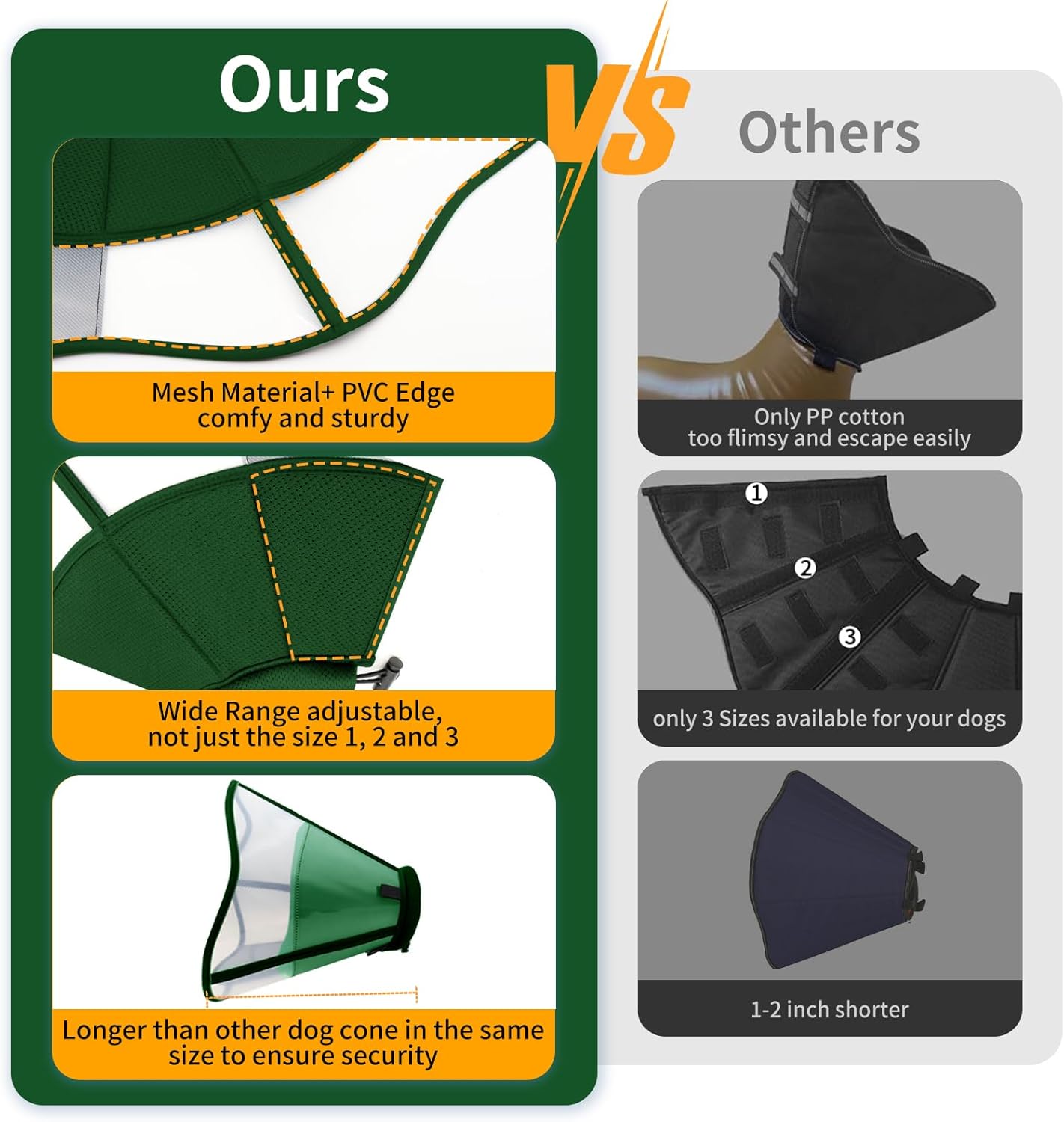 Soft Dog Cone Collar for Dogs After Surgery, Transparent Breathable Pet Recovery Collar for Large Medium Dogs, Adjustable Dog Cone Collar, Elizabethan Collar (XL, Dark Green)