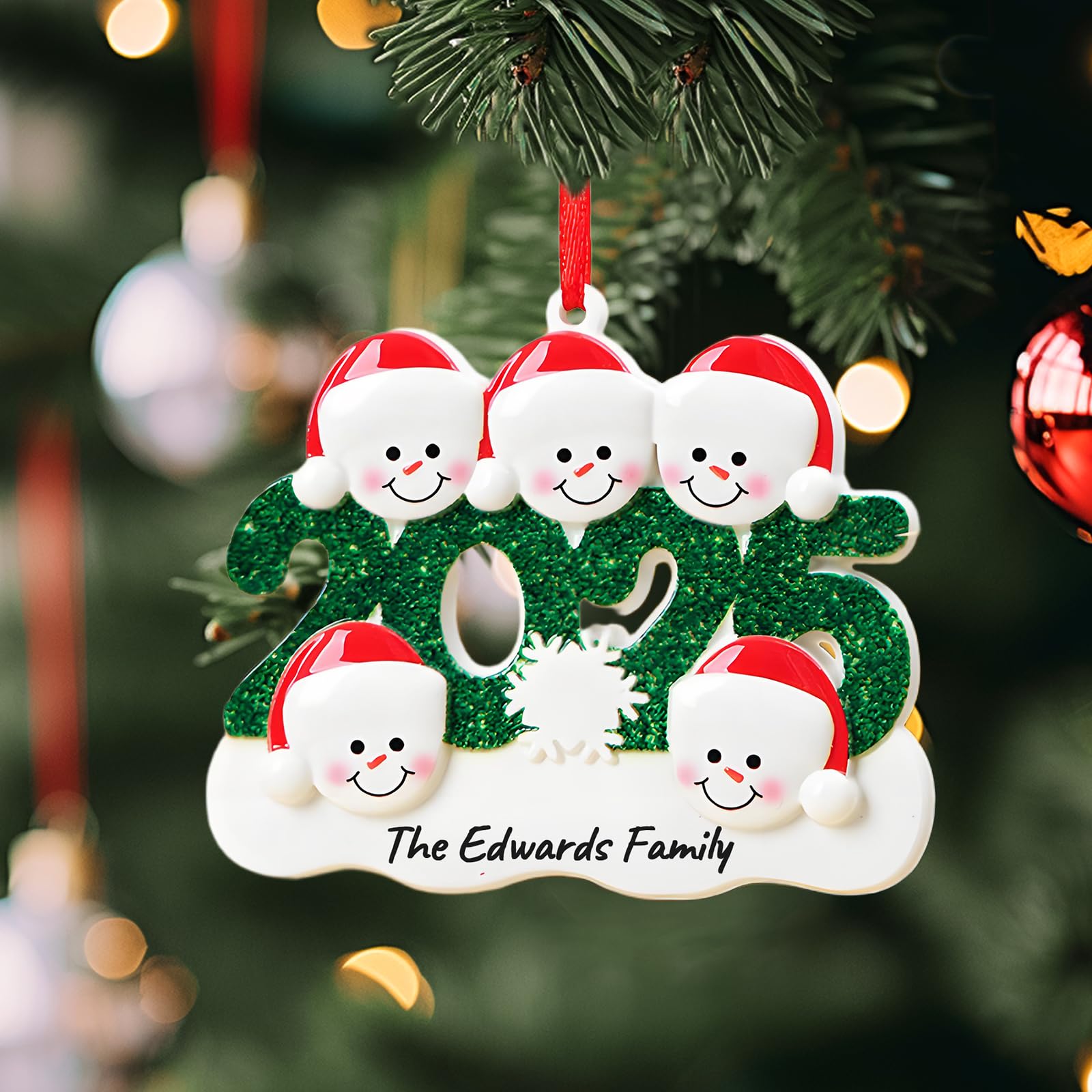 Boules De Noël Personnalisables 2025 - Bonhomme De Neige Avec Prénoms Famille - Décoration Sapin Personnalisée - Cadeau Unique - 9