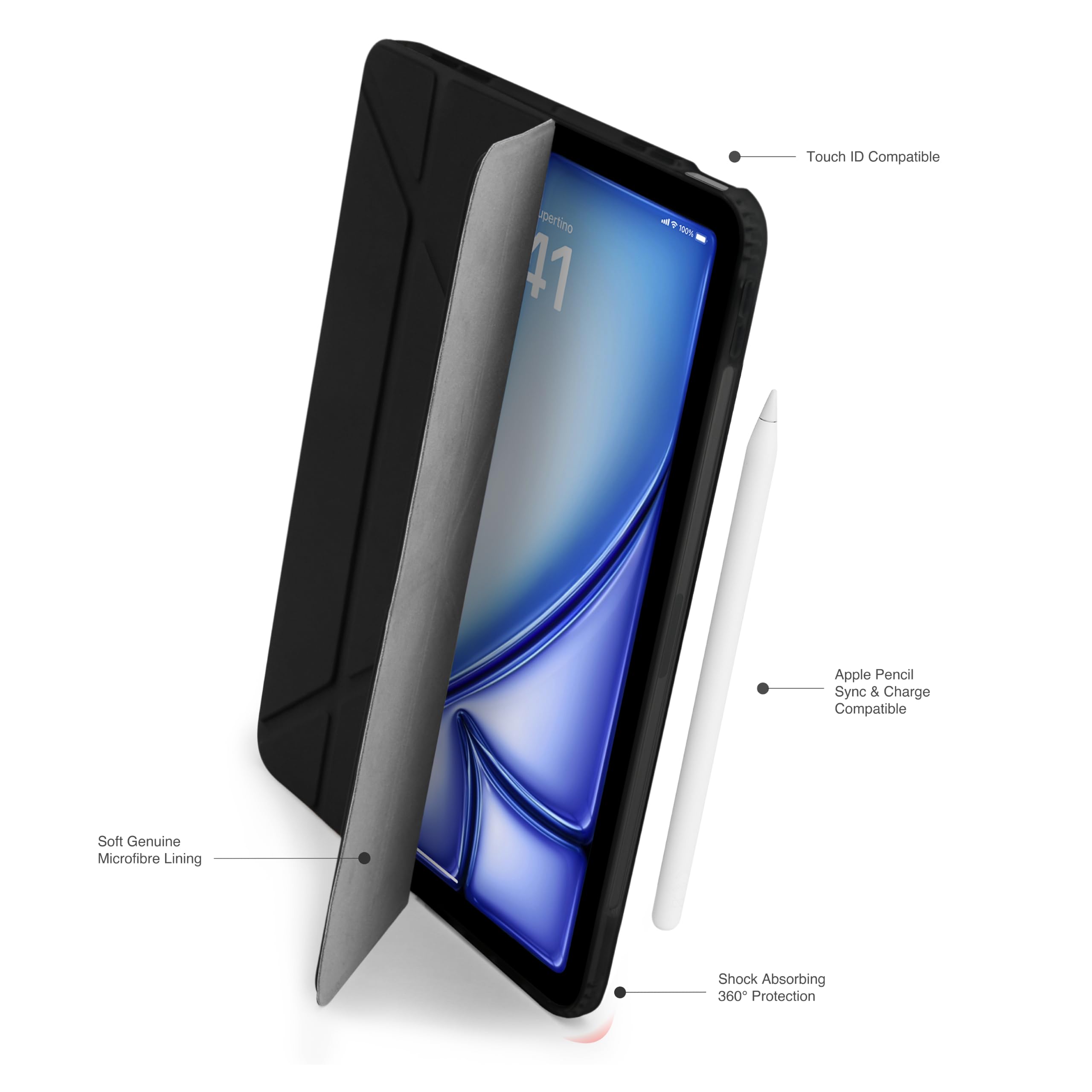 "Pipetto Origami No1 OriginalCase iPad Air 11"" M2/(Gen 4-6) Black"