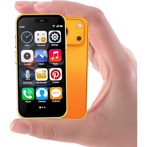 Mini Phone for Kids,Unlocked Kid Phone,4.0 inch HD Touch Screen,3GB+32GB,3G,Dual SIM,Face ID,Android 10.0,GPS,Kids Smart Phone (Orange)