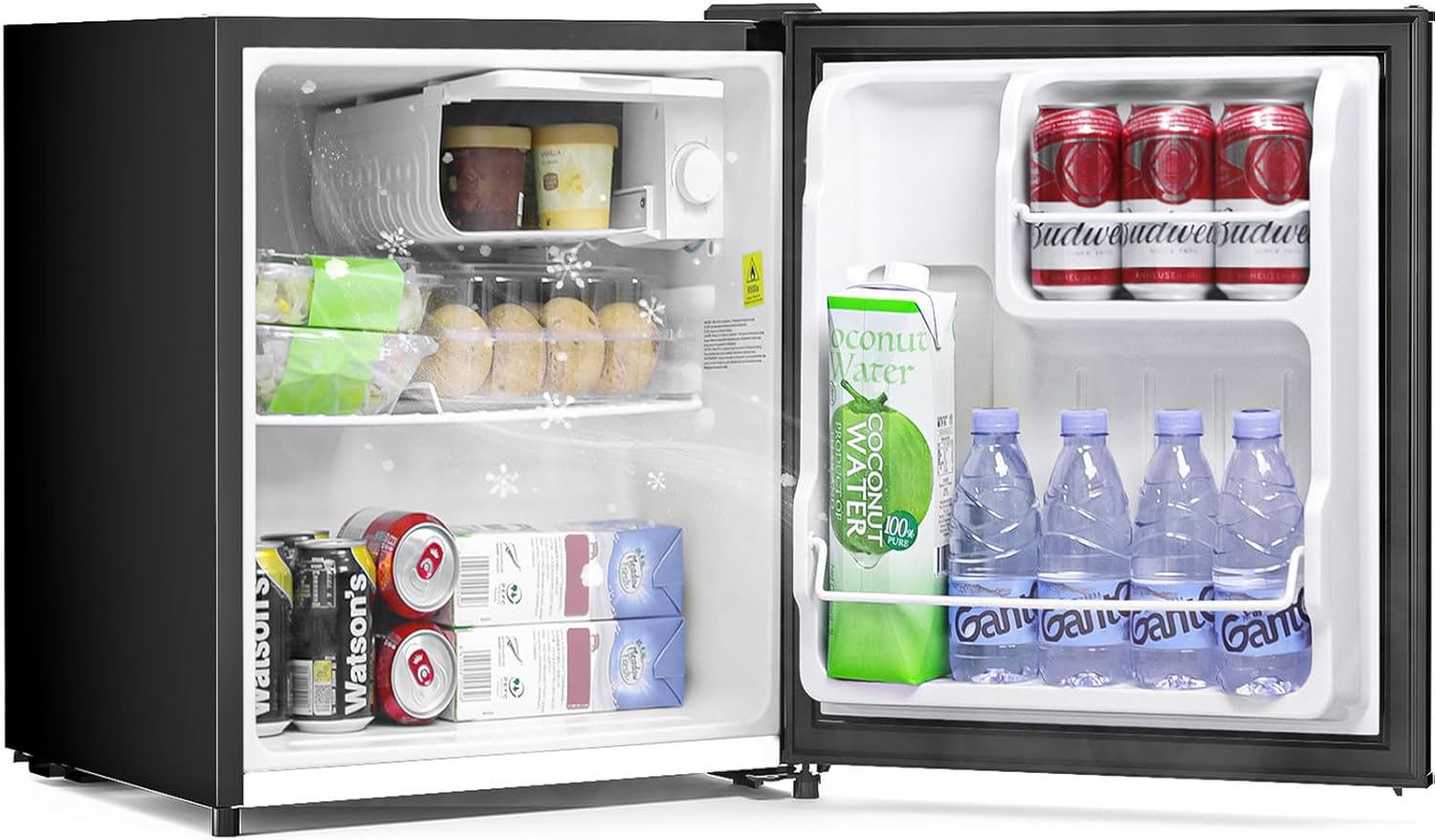 1.6 Cu.ft Mini Fridge with Freezer - Adjustable freezing temperature, Energy Saving, Low Noise, Single Door Compact Refrigerator for Dorm, Office, Bedroom, Apartment.