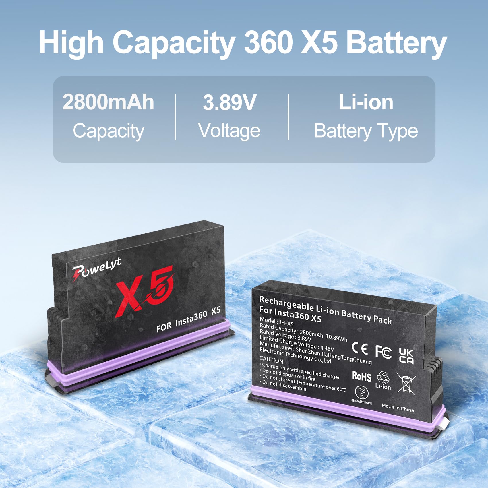 Zestaw ładowarek 360 X5, 2 opakowania 2800 mAh wodoodporne baterie X5 i 2-kanałowa ładowarka do baterii X5 z etui na baterie, może pomieścić kartę Misro SD w pełni kompatybilny z kamerą