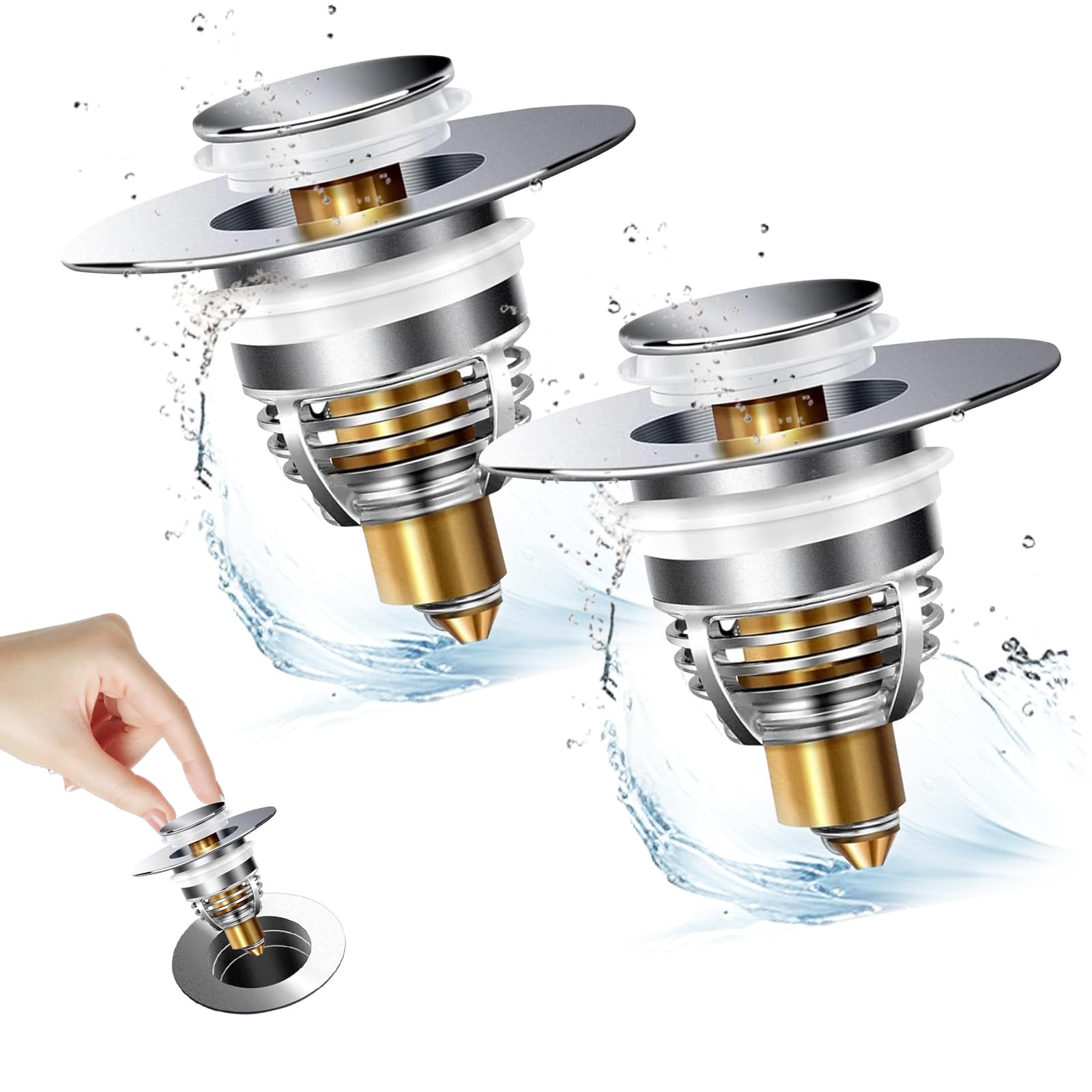 MQVXT 2 Pièces Bonde Lavabo Universel Pop-Up Avec Filtre Anti-Colmatage - 32-42mm