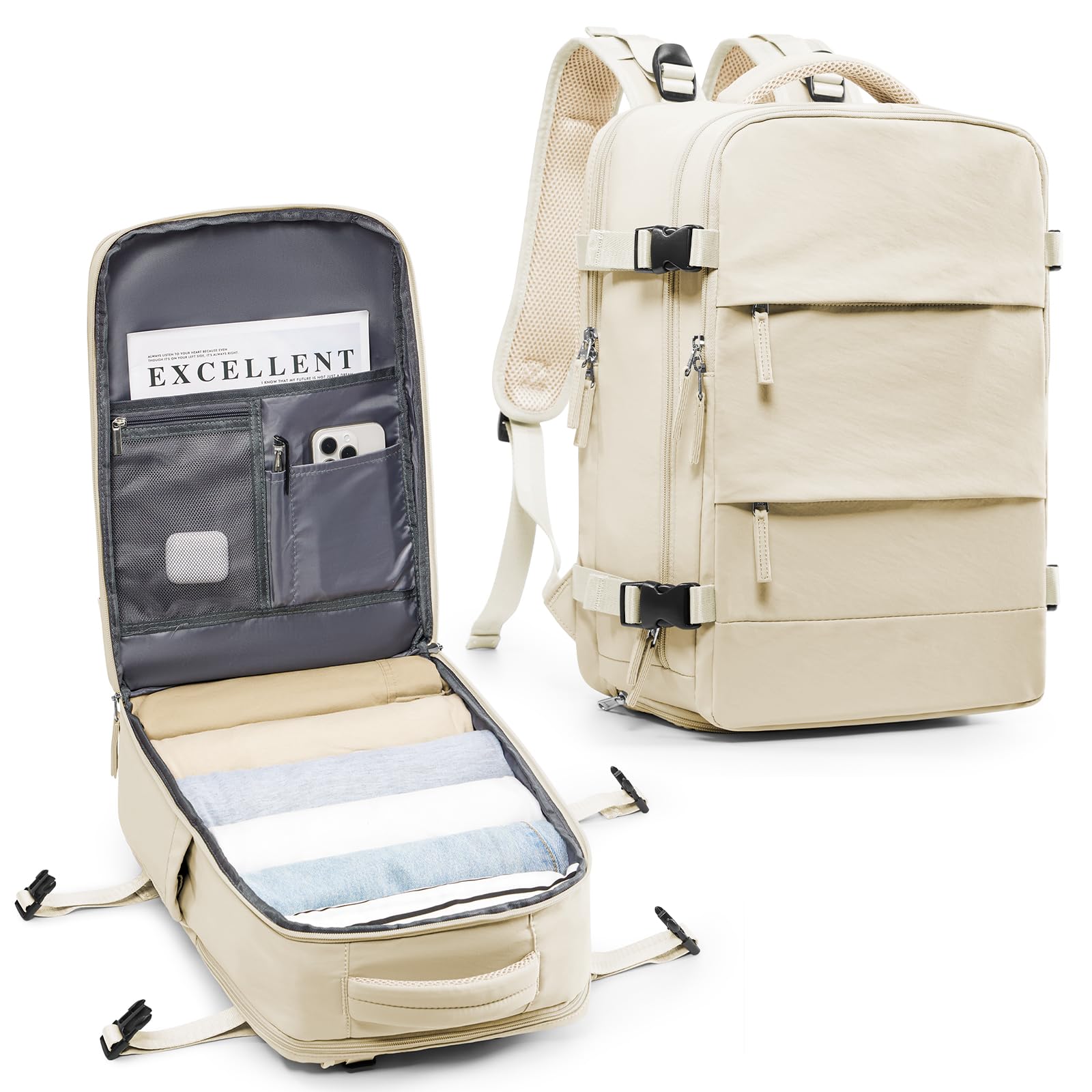SZLX Zaino da viaggio grande da donna da escursionismo sportivo da esterno impermeabile da scuola casual laptop da 14 pollici con porta di ricarica USB scomparto per scarpe