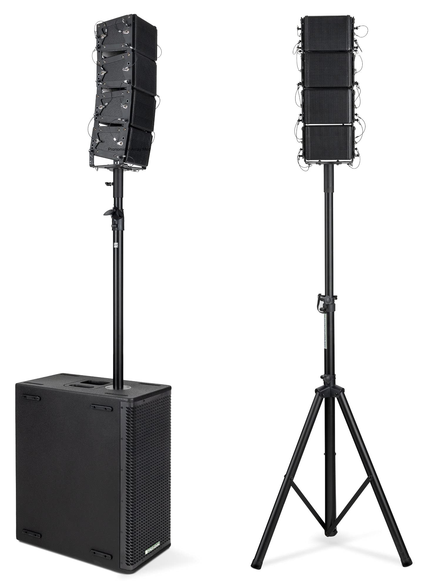 Pronomic V-Array Medium Set - Sistema PA attivo con 1680 Watt (RMS) - Adatto fino a circa 150 ascoltatori - 1x Subwoofer con 2x altoparlanti da 10" - 8x Top con altoparlanti da 4" + tweeter
