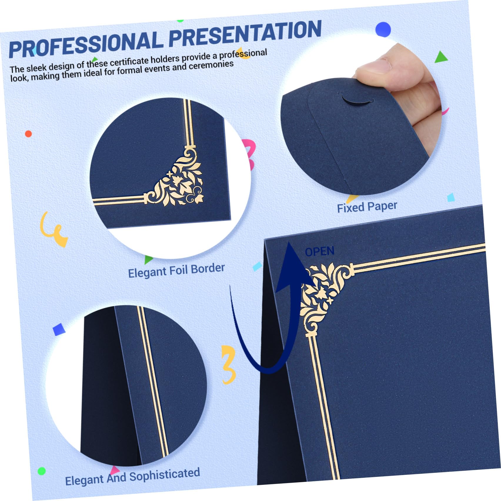 Porta Certificati Eleganti 8, 5x11 Pollici Bordo Oro Pezzi 30