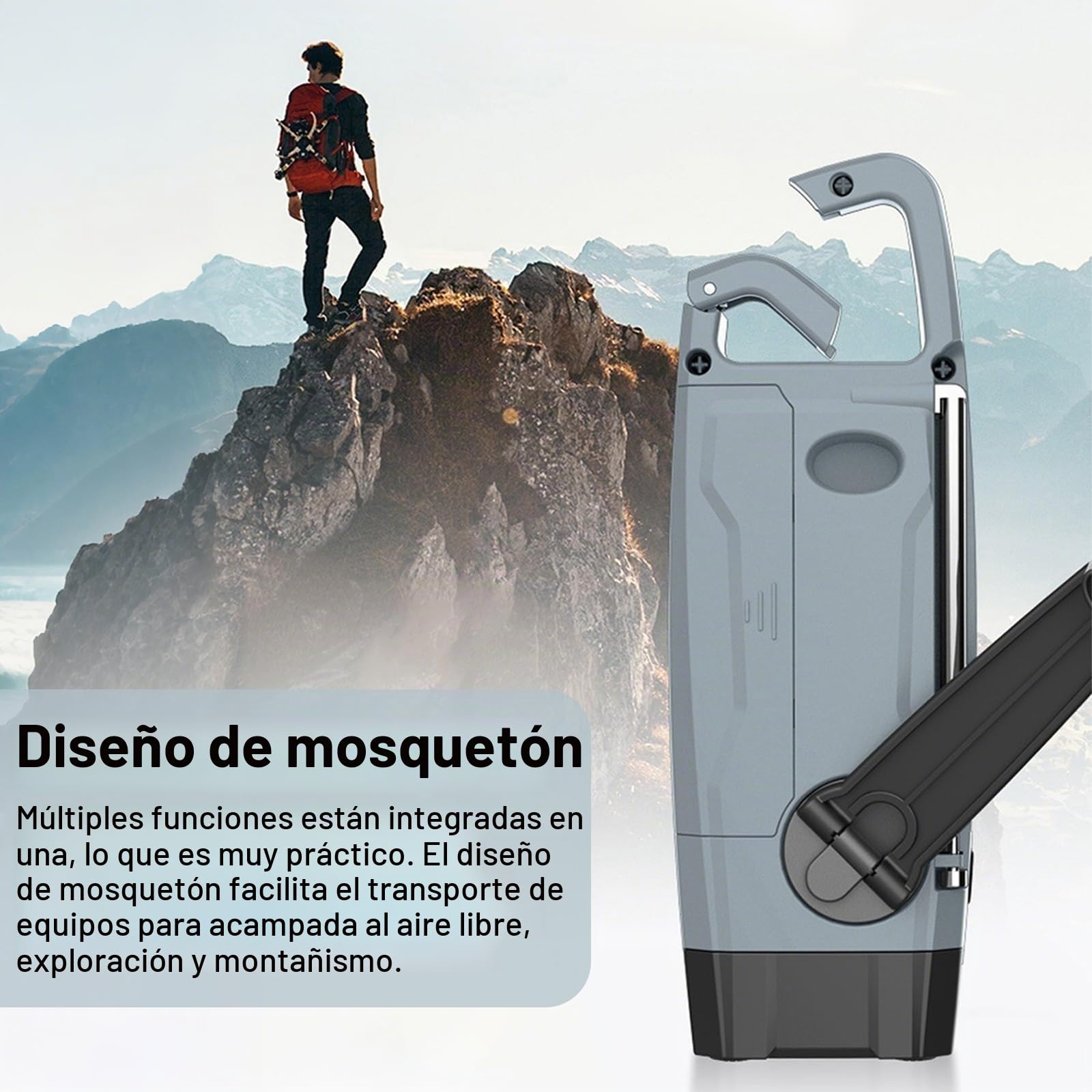 Radio de manivela, 2000 mAh, radio de emergencia con manivela y solar AM/FM/SW Radio con alarma SOS, 3 vías de carga, radios de emergencia, interior y exterior, camping, banco de energía, manivela