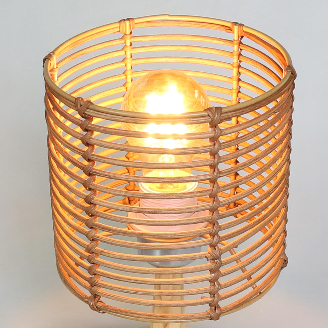 Paralume rotondo in rattan boho, paralume per lampada da tavolo, lampada da appendere e da terra, per tutti gli interni, diametro 16 cm (1, rattan marrone)