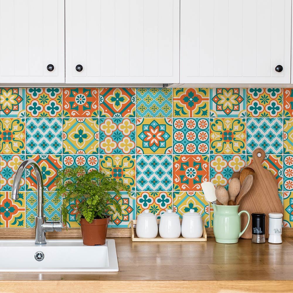 Fliesenaufkleber Selbstklebend - Retro Design Für Küche Und Bad 20x20cm