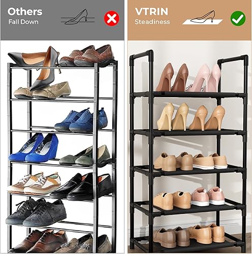 Miniatura 6 de VTRIN Zapatero alto de 10 niveles con capacidad para 20-25 pares de zapatos, organizador vertical resistente de zapatos con 18 ganchos apilable y