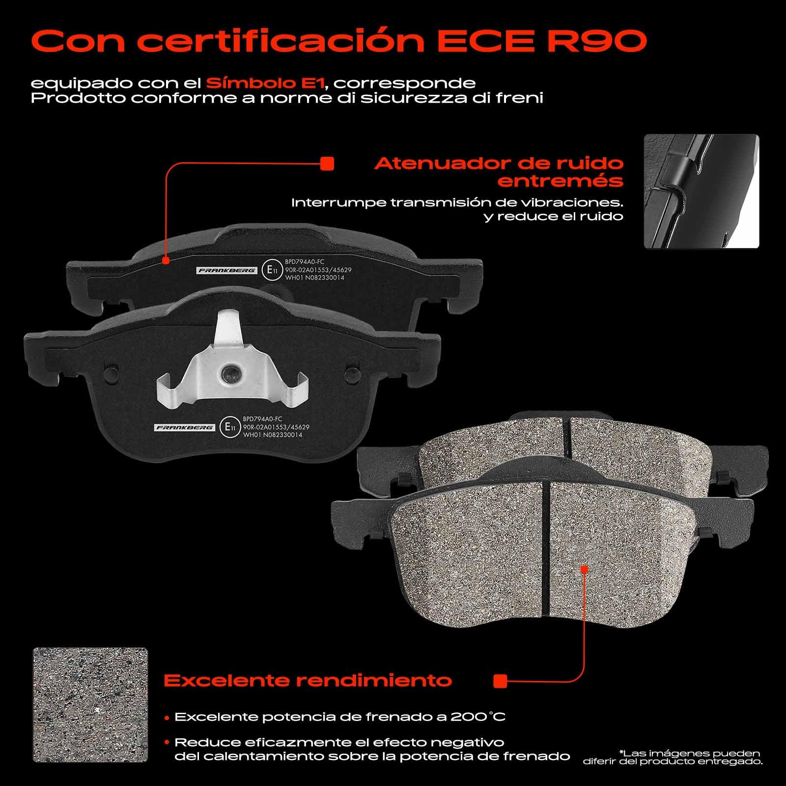 Frankberg 2 discos de freno 4 pastillas de freno | Compatible con: S60 I 384, S80 I 184, XC70 Cross Country 295, V70 II 285