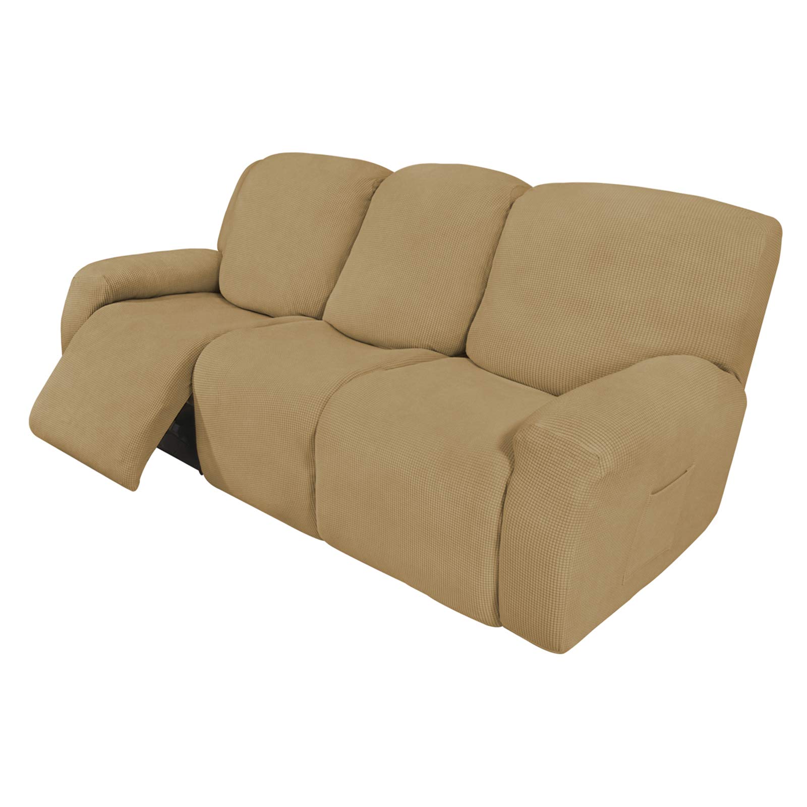 Easy-Going 8 Pieces Recliner Couch Stretch Sofa Slipcover Golden