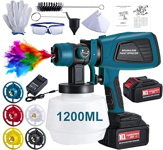 CHANGE MOORE Cordless Paint Sprayer with 2X 4000mAh Batteries and Charger, Electric Spray Paint Gun Easy to Clean, for House Painting Furniture Home