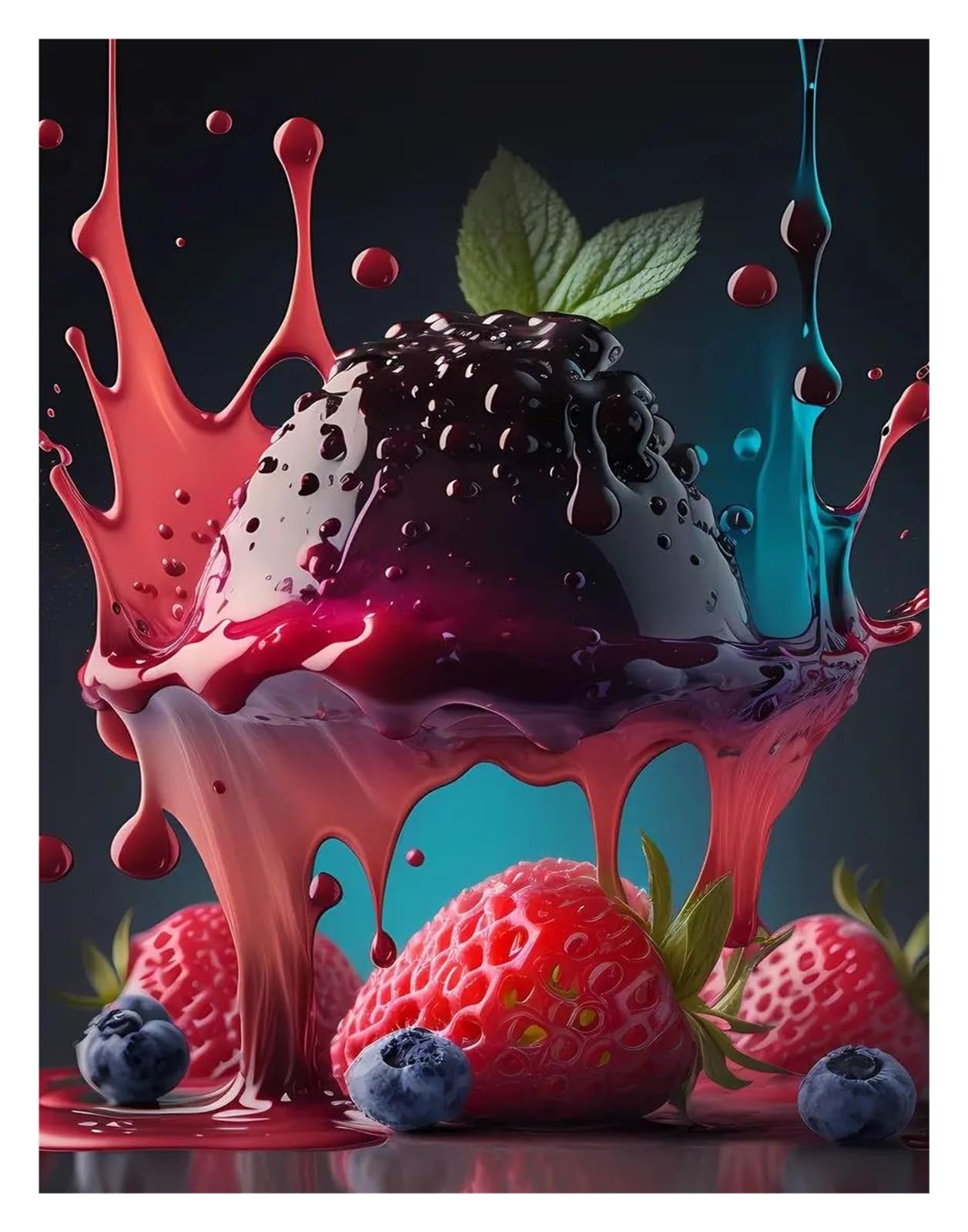 Toile Peinture Fruits Frais pour Raviver une Cuisine Sombre ou un Mur Vide 30x42cm