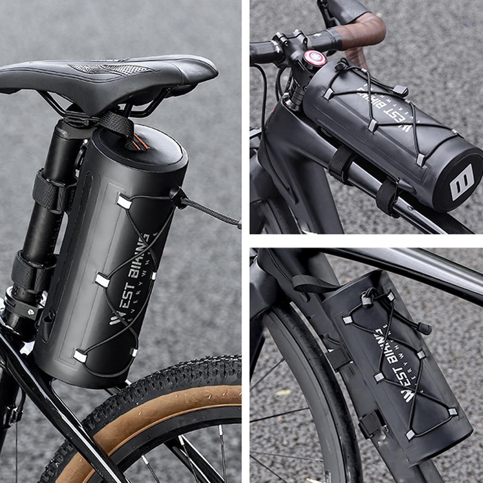 FINPAC Borsa da Manubrio per Bicicletta, Custodia per Telaio Anteriore per Bicicletta, Borsa Manubrio Bici 2,4 L con Tracolla per Bici da Strada, da Città e Mountain Bike