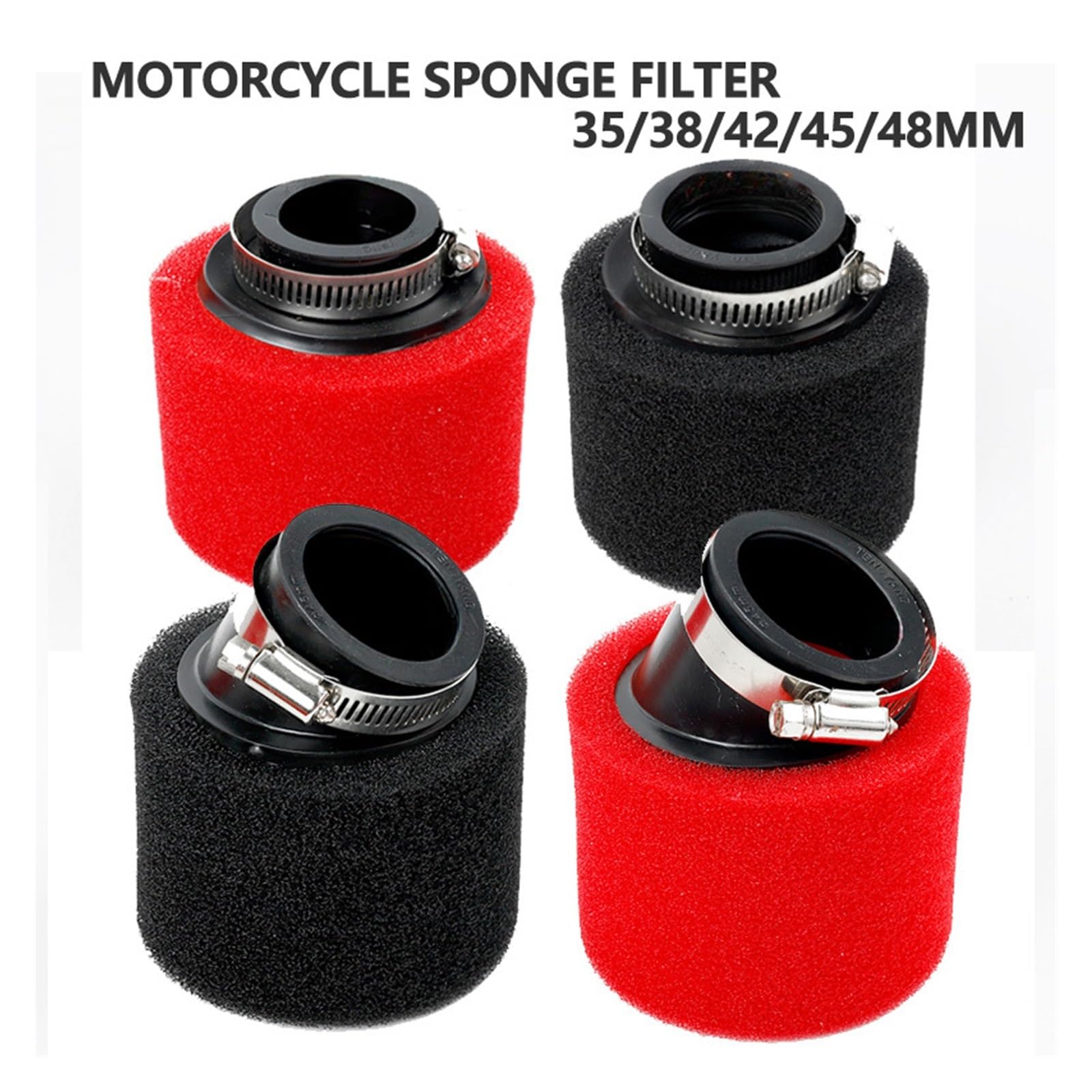 Filtro Aire Motocicleta Filtro De Aire De Espuma Negro Y Rojo 35mm 38mm 42mm 45mm 48mm Esponja Limpiadora Ciclomotor Scooter Dirt Pit Bike Motocicleta