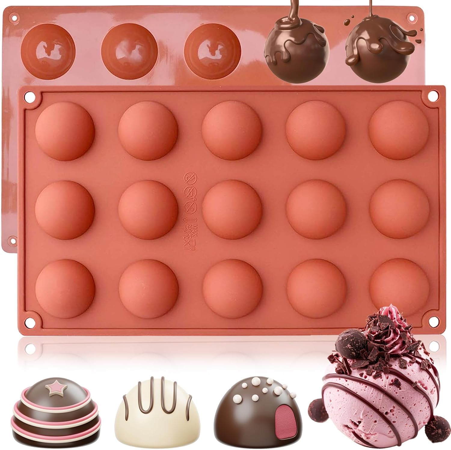 Semi Sphere Silicone Mold Sphere Chocolate Mold 15-Cavity Small Half Sphere Round Silicone Molds for Making Jelly Cake Chocolates Bombs Chocolate Truffles Fat Bombs Candy Moulds-image-38