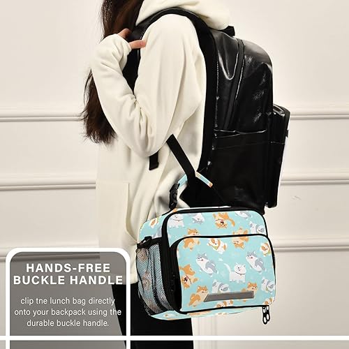 Miniatura 6 de xigua Lindos perros bolsa de almuerzo aislada, reutilizable, a prueba de fugas, bolsa enfriadora con correa ajustable para el hombro, contenedor de