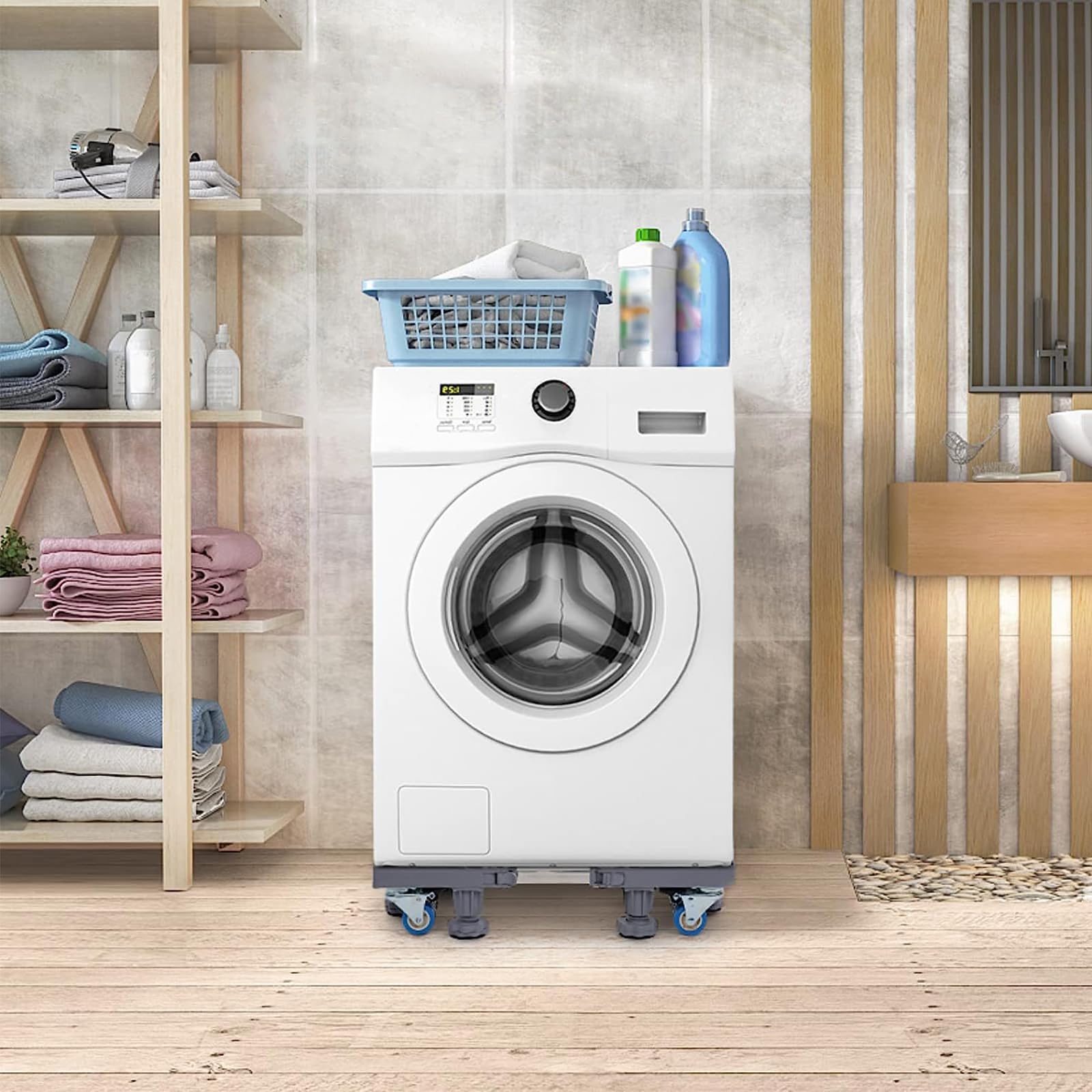 Lavadora multifuncional con base ajustable movible, base de ruedas para frigoríficos, longitud ajustable de 42 a 66 cm, altura de 10 a 12 cm, con 4 ruedas giratorias de 360°, carga de 600 libras de