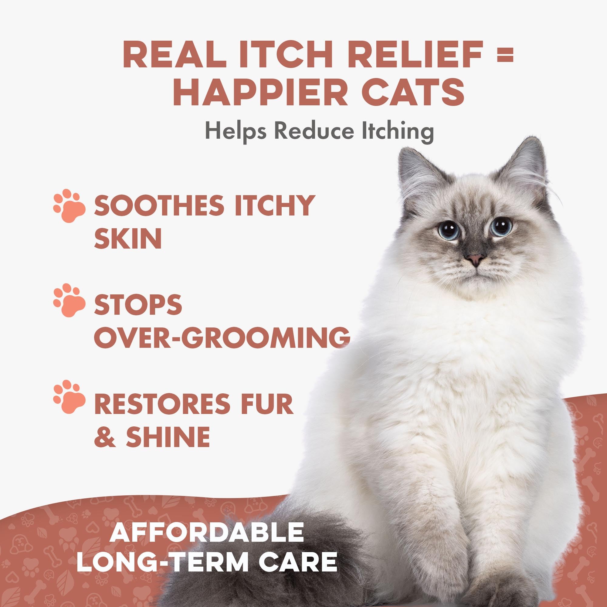 Cat Itchy Skin Relief & Hair Loss Treatment, Holistic Allergy Relief for Cats Calms Dry Skin, Dandruff & Reduces Licking, Scratching, Patchy, Matted and Shedding Fur, 400 Easy to Use Pills