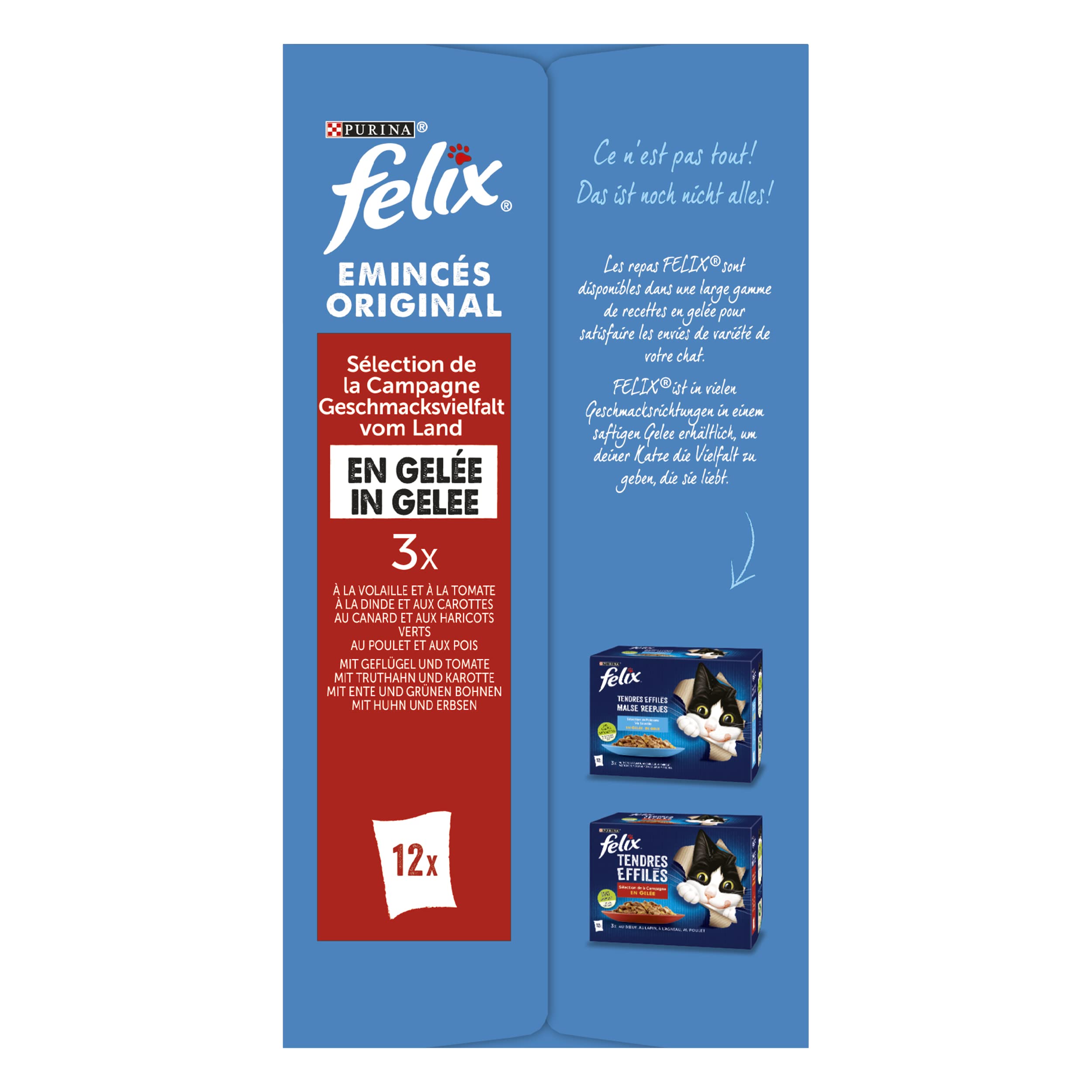 FELIX Sensations Gelée | Chat Adulte | Emincés en Gelée |Sélection de Volailles et Légumes| Lot de 6-12 x 85 g | Sachet fraicheur