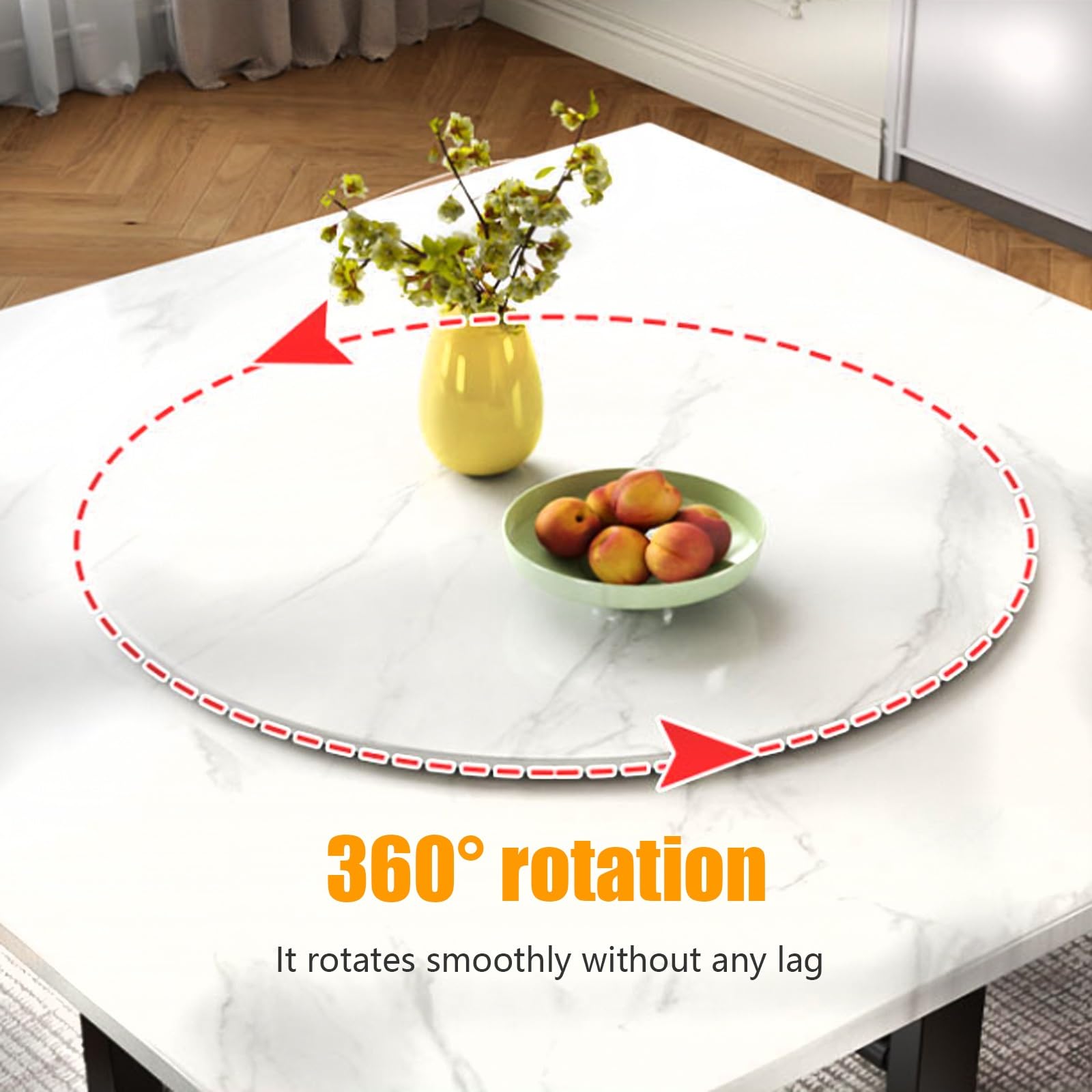 Cichy drewniany gramofon 50 cm, gładka obrotowa taca do serwowania przekąsek serowych i przystawek, idealna na blat kuchenny i spiżarnię, biała