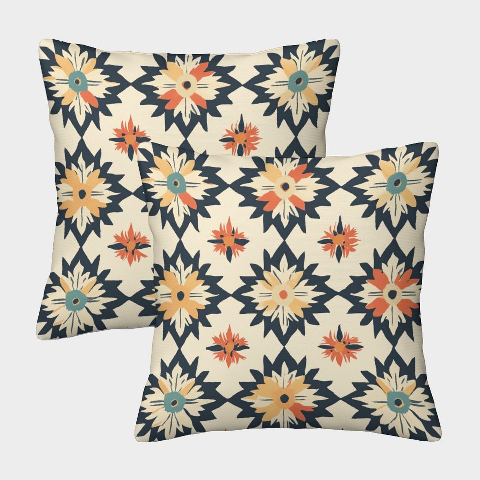kaiyun 2 Pack Boho Style,Geometric Flowers Pillow Case Home Decoration Sofa Cushion Cover 50x50cm