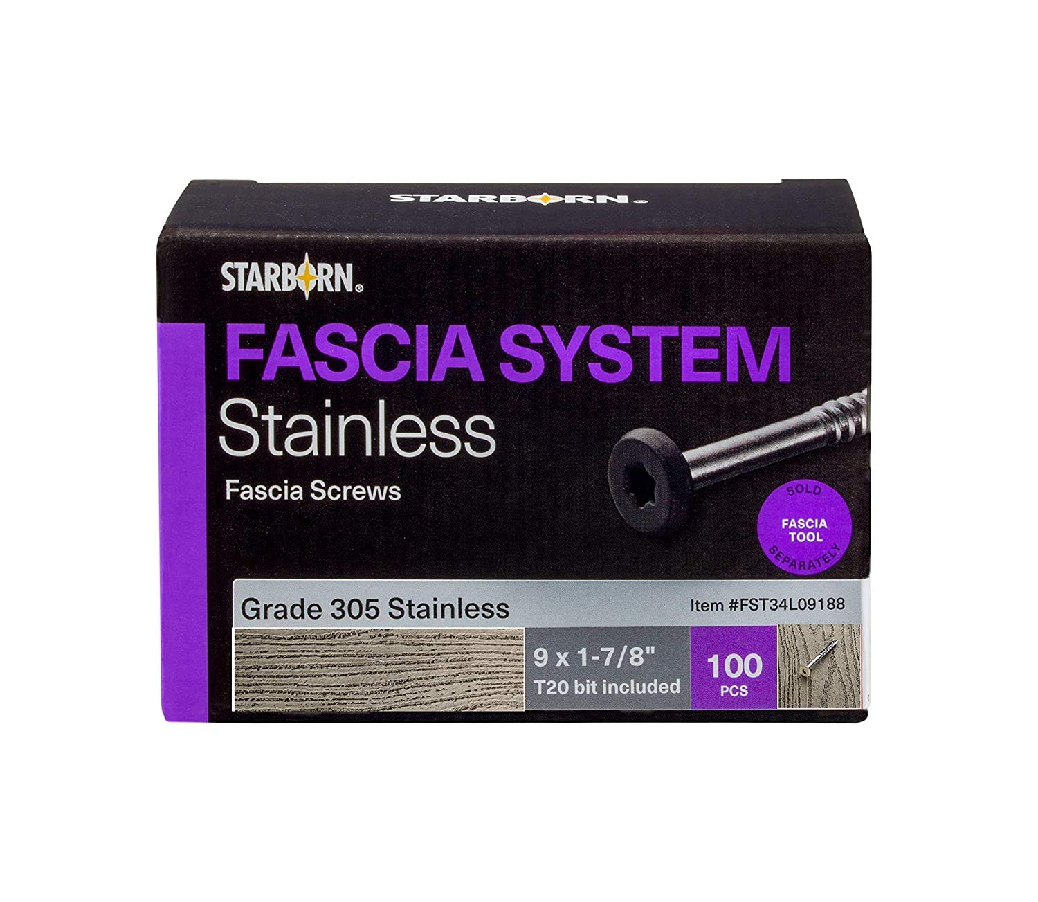 Deckfast Fascia Screws - 100 Blister Pack Warm Gray 305 Stainless Steel #9 x 1-7/8"