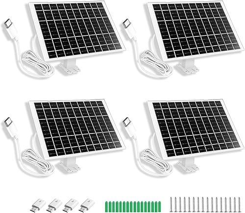 Paquete de 4 cargadores de panel solar para cámara de 7 W compatibles con eufy SoloCam E20E40L20L40S40, eufyCam 33C, cargador solar de cámara 4G LTE