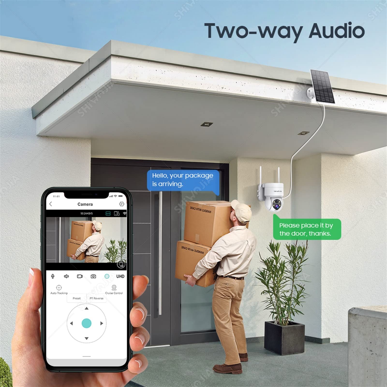 Telecamera Solare PTZ Wireless Esterna 3MP Sicurezza Sorveglianza del Pannello Audio bidirezionale PIR Rileva CCTV(3MP WiFi Camera)