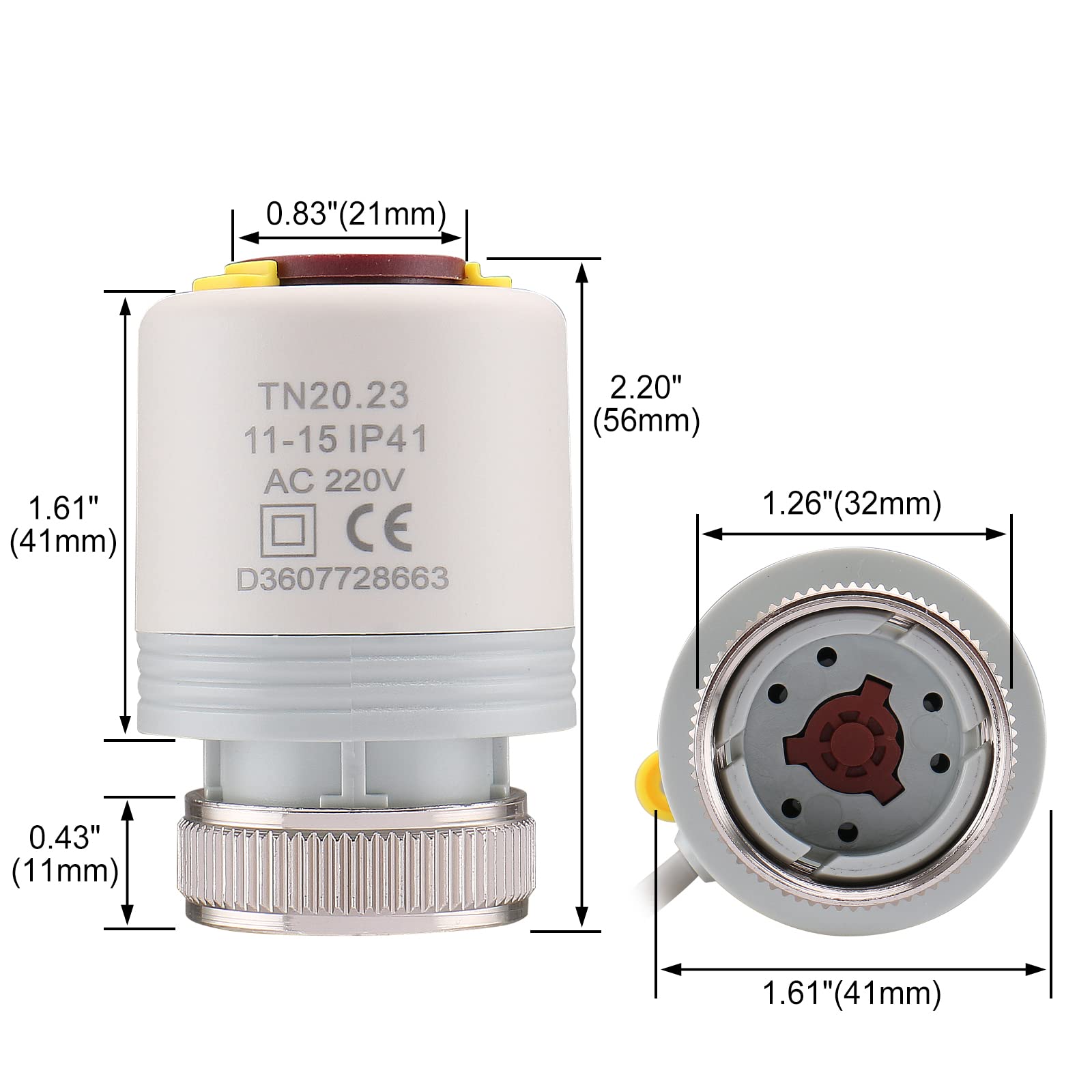 Wengart Attuatore Termico NC (Normalmente Chiuso) 230V, Testina Elettrotermica 2 Fili per Collettore Riscaldamento a Pavimento e Radiatori, Attacco M30x1.5, con Indicatore di Stato Rosso, WG2220