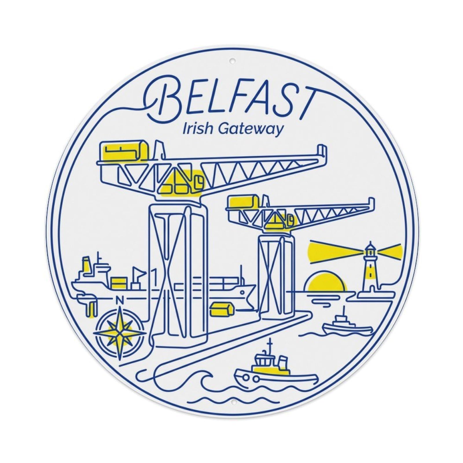Metal Tin Sign Vintage Travel Belfast Ireland Notion