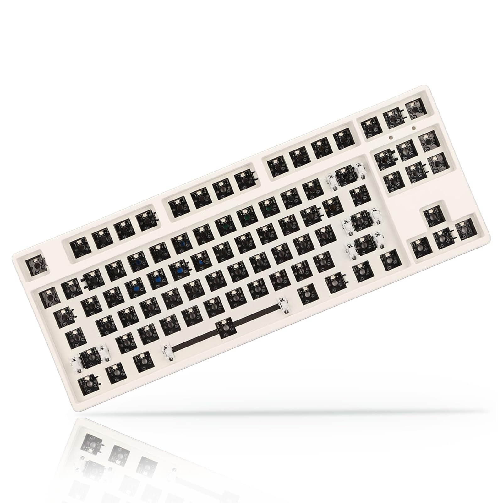Zestaw Klawiatury Mechanicznej DIY, 87-klawiszowy Przełącznik Układu RGB TKL Klawiatura do Gier Hot Swap Modułowa Klawiatura Mechaniczna ze Stopu Aluminium ABS dla Majsterkowiczów(Biały)