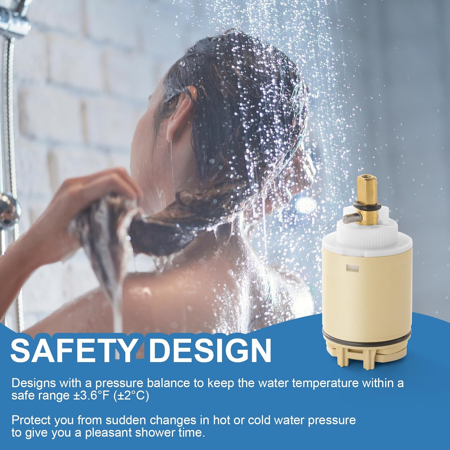 RP70538 Single Function Pressure Balance Cartridge Compatible with Peerless/Delta Shower Cartridge Replacement Single Handle Tub and Showers Faucet with RP73625 Check Valve