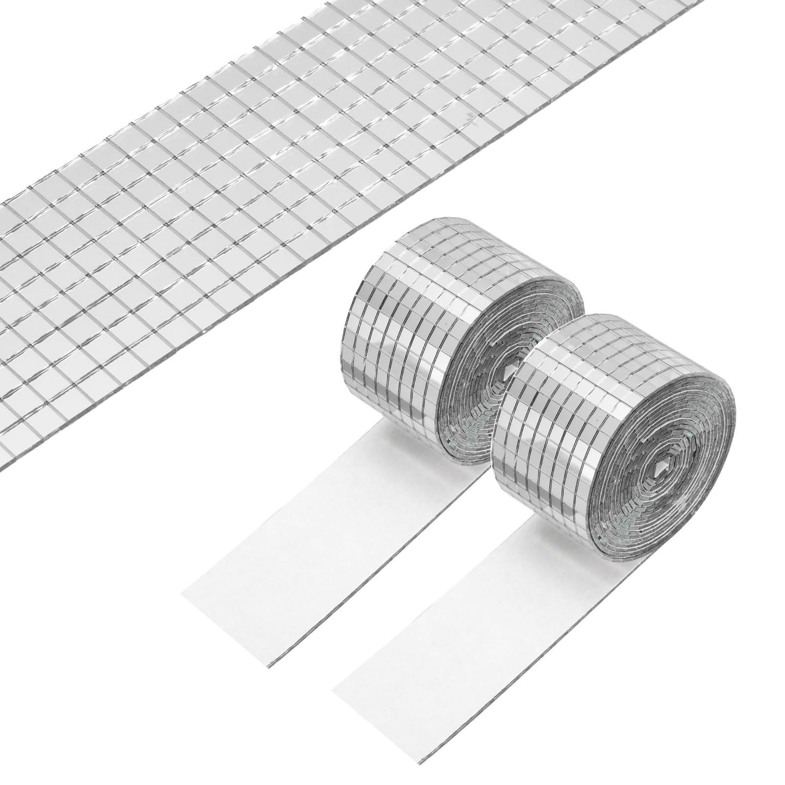 PATIKIL 5x5mm Self Adhesive Mirrors Mosaic Tiles, 6400 Pcs Square Mini Glass Mosaic Disco Tile Sticker for DIY Craft Disco Ball Party Decoration, Silver Tone