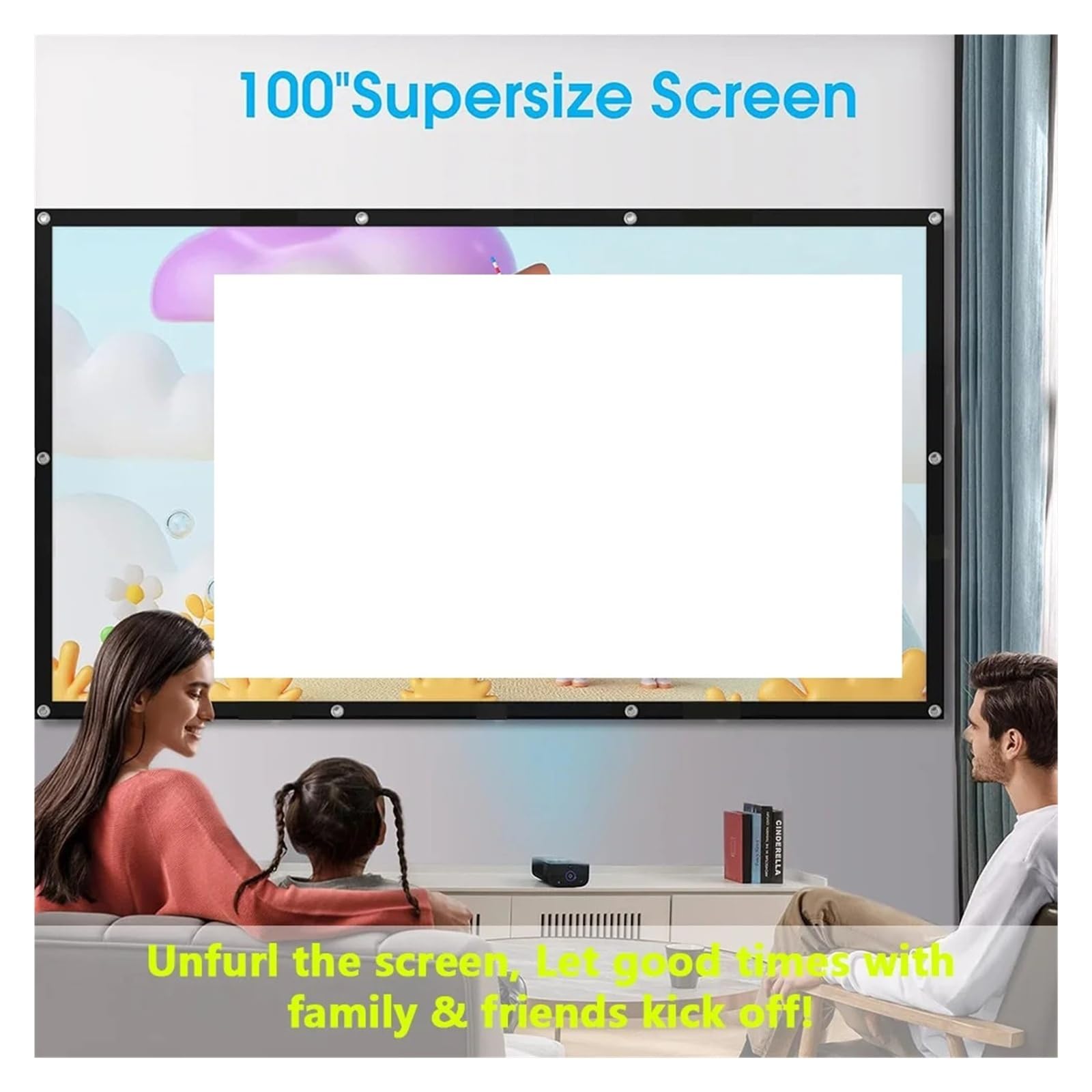 Schermo di proiezione, Schermo per proiettori portatile per 4K per esterni(100 inch)