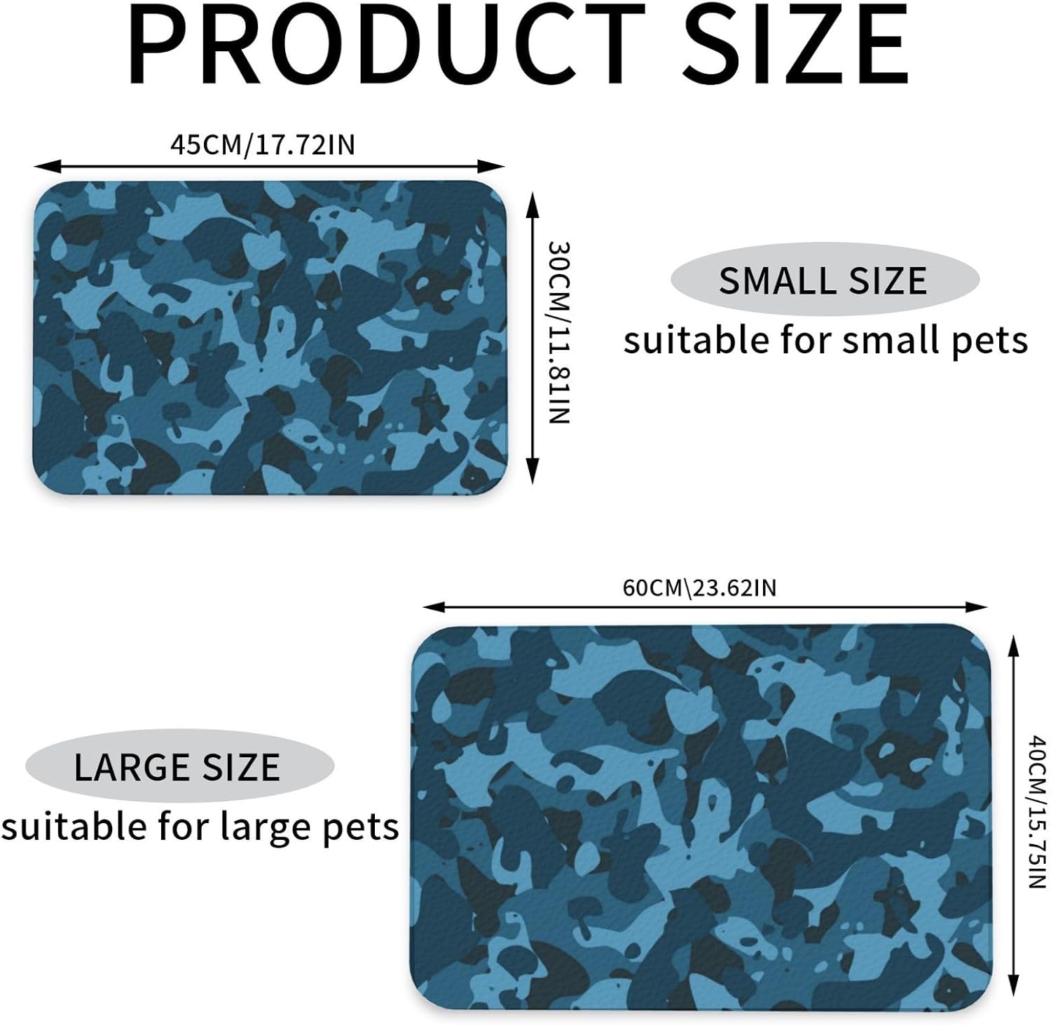 Camouflage Pattern Leather Absorbent Pet Feeding Mat Non-Slip for Dogs Cats 40x60cm