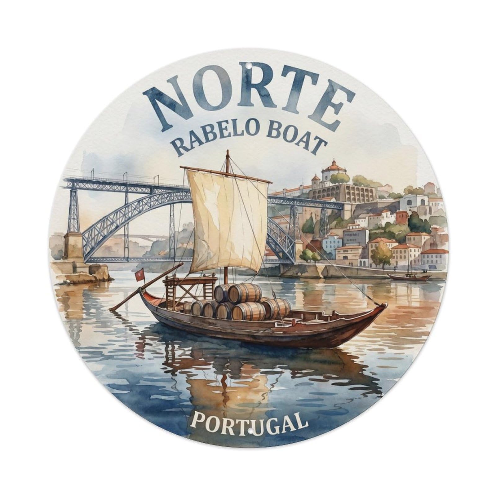 Olhnbad Style Portugal Norte Douro Rabelo Boat Portuguese Heritage Metal Tin Sign