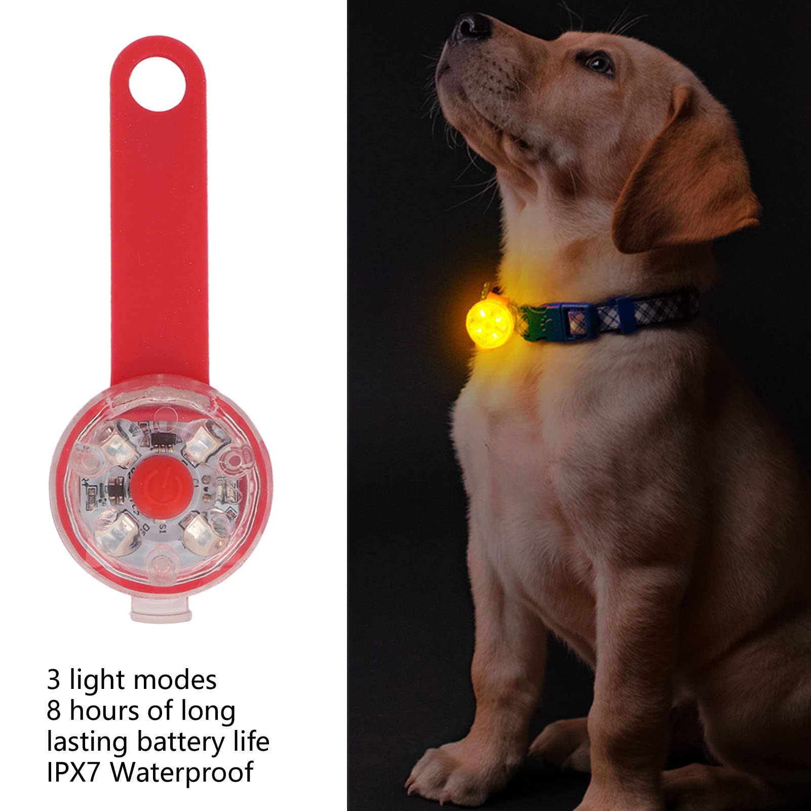 Wisiorek z lampką LED dla Psa Pet USB ładowalna Zawieszka Emitująca światło LED Pet Wodoodporna Zawieszka Zewnętrzna Lampka Ostrzegawcza LED Wisiorek z lampką dla Psa (Czerwony)