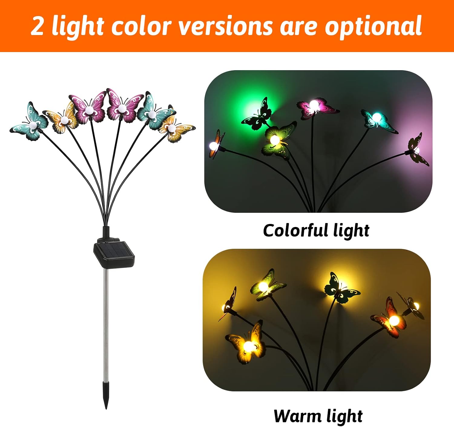 Matybobe Solar Swaying Lights Landscape Lamp for Romantic Outdoor Atmosphere Patio, Garden Decor (8-Head 2 Packs)