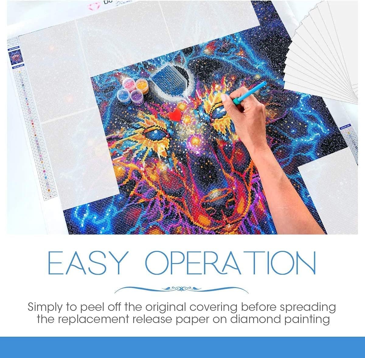 ALKRITA 100 Pieces Diamond Painting Release Paper 16 x 12cm and 15 x 10cm Non-Stick Silicone Release Paper Double-Sided 5D Diamond Painting Accessories Cover Replacement Paper image 2