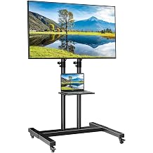 Rolling TV Stand Mobile Tilting TV Cart Floor TV Stand with Shelf for 32-82 inch Flat Panel TVs,Max 600x400mm