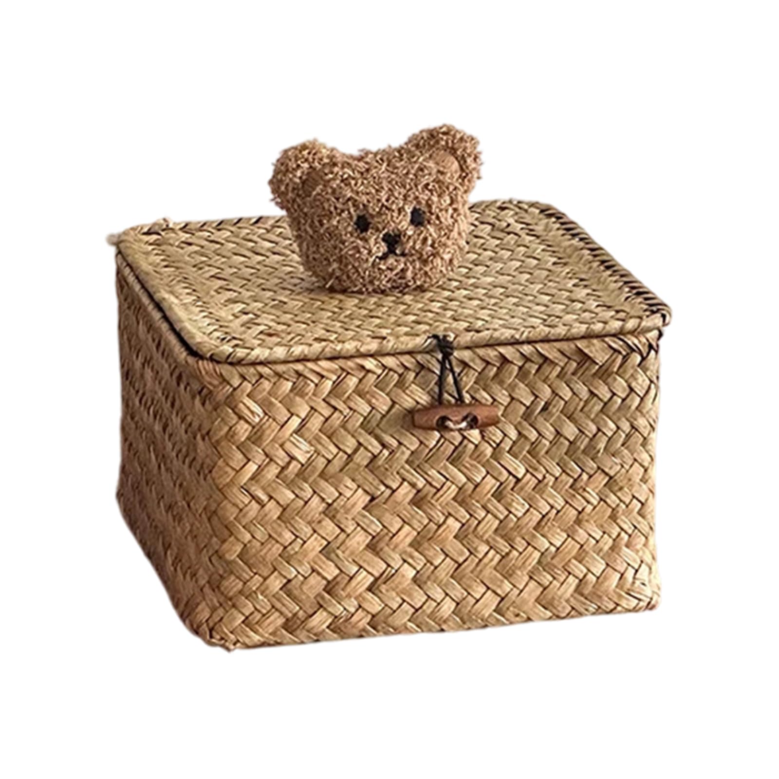 Oxxggkao User Friendly Seagrasses Weaving Storage Bin with Lid Decorative Storage Container Basket Ideal for Gift Packaging Square Basket