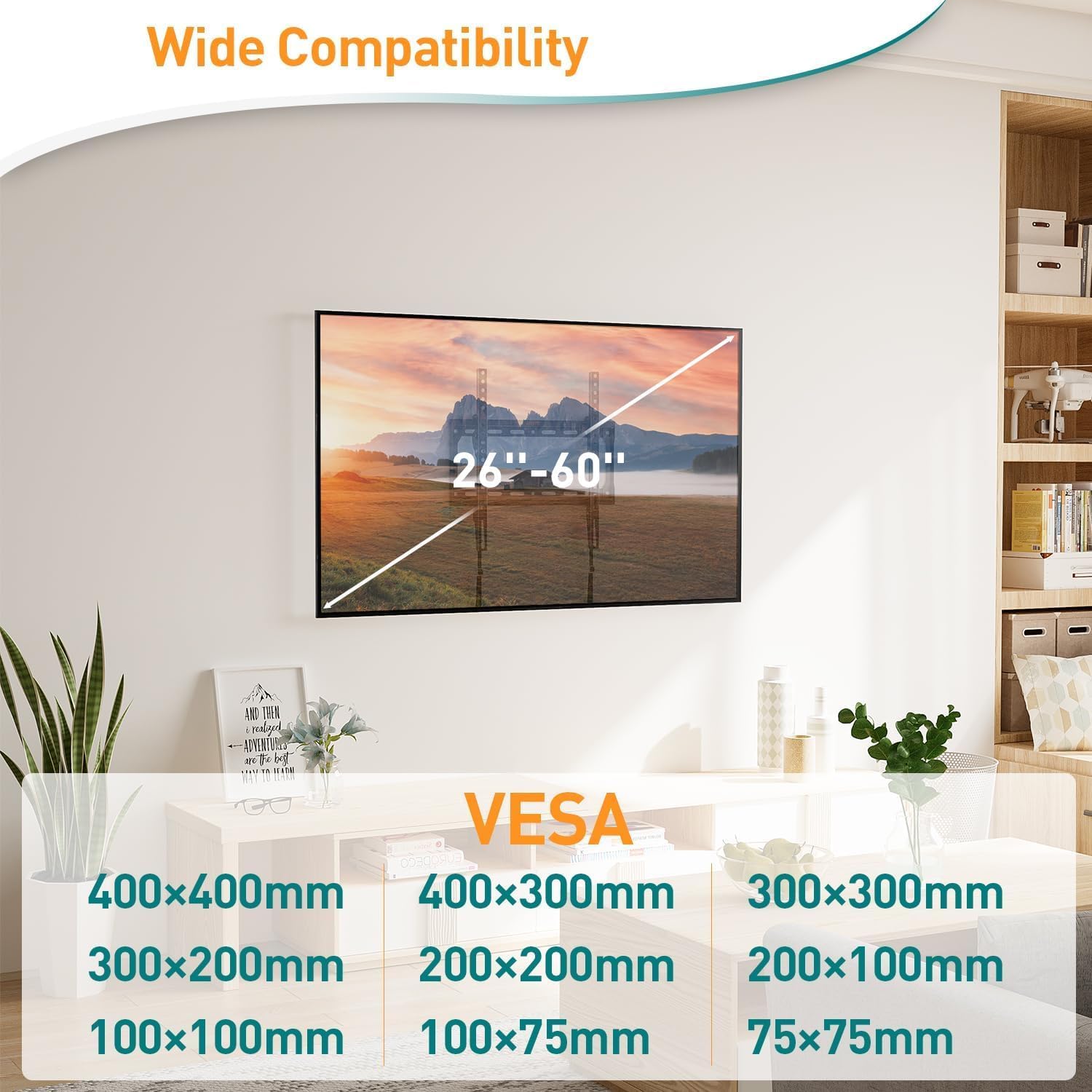 ELIVED EV007 Wide Compatibility for TV Sizes and VESA