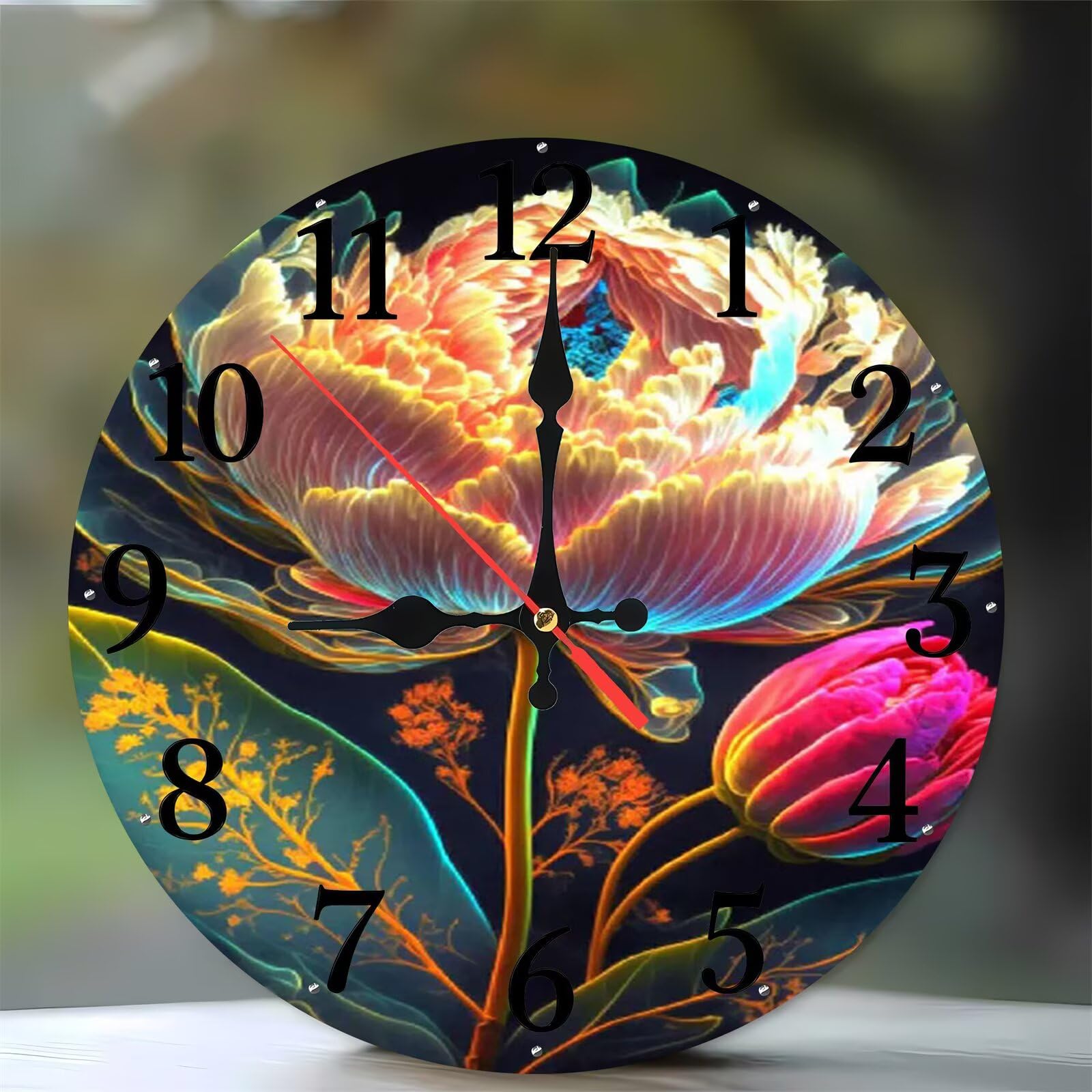 Horloge murale moderne pivoine fantastique pour une cuisine lumineuse