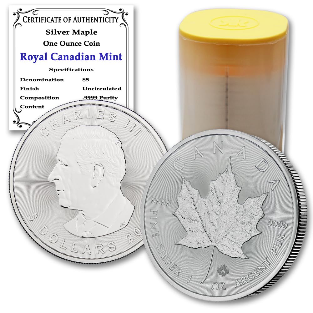 2025 - Lot of (25) 1 oz Canadian Maple Leaf Silver Coins Brilliant Uncirculated with Certificates of Authenticity $5 Seller BU