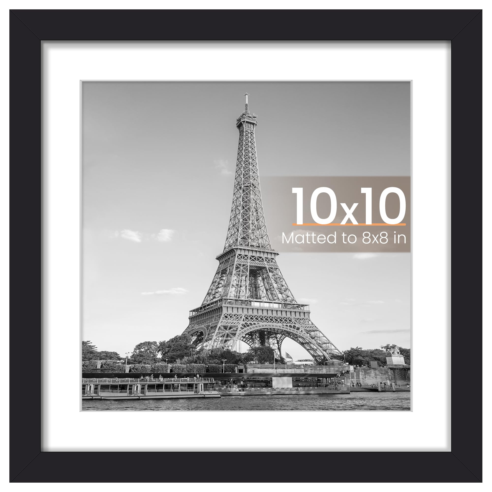 Photo 1 of upsimples 10x10 Picture Frame, Display Pictures 8x8 with Mat or 10 x 10 Without, Wall Hanging Square Frames, Black, 1 Pack